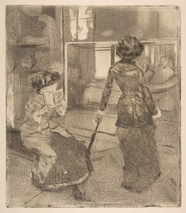 Mary Cassatt no Louvre: Galeria Etrusca, 1879-80. de Edgar Degas