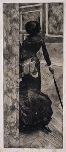 Mary Cassatt no Louvre, Galeria de Pinturas, 1879-80 de Edgar Degas