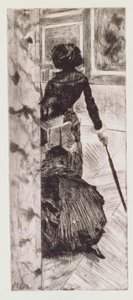 Mary Cassatt no Louvre: Galeria de Pinturas, 1879-80 de Edgar Degas