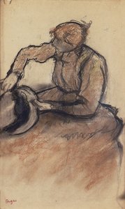 Milliner aparando um chapéu, c.1898 de Edgar Degas