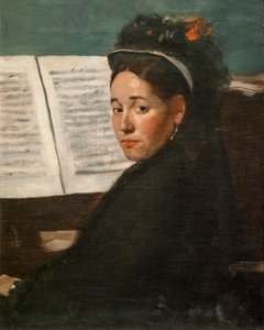 A Menina Dihau ao piano. Por volta de 1870. Óleo sobre tela. de Edgar Degas