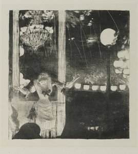 Mlle Becat no Café des Ambassadeurs, 1877-78 (lito em papel de capa) de Edgar Degas