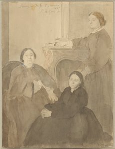 Mme. Michel Musson e as suas filhas, Estelle e Désirée de Edgar Degas