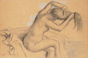 Mulher nua, penteando o cabelo; Mulher nua, penteando o cabelo, c.1890-1895