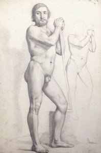Homem nu em pé; Homem nu em pé, C. 1856 de Edgar Degas