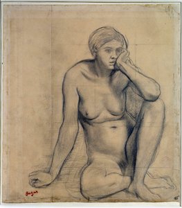 Mulher nua sentada Estudo para "Scene de guerre au Middle Ages" Desenho de Edgar Degas (1834-1917) Dim. 0,27 x 0,31 m Paris. Museu do Louvre