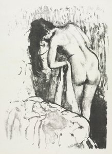 Mulher nua em pé, secando-se, 1891-1892.