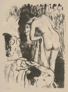 Mulher nua em pé, se enxugando, c.1891-92 (litografia em papel tecido)