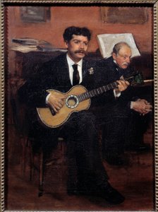 Retratos de Lorenzo Pagans (1838-1883) tenor espanhol e Augustus De Gas (1807-1874) pai do artista. Pintura de Edgar Degas (1834-1917) de Edgar Degas