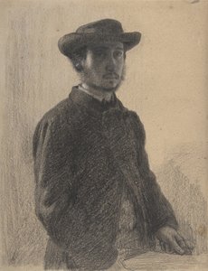 Auto-Retrato, c.1857 (giz preto e grafite com branco sobre papel de capa bege)
