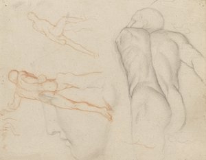 Estudos de "O Gladiador Borghese", c.1856-57 de Edgar Degas