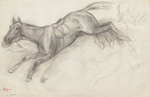 Estudo para "Cena da corrida de obstáculos: o jóquei caído", 1866 de Edgar Degas