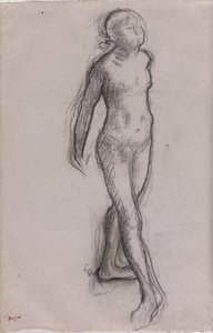 Estudo de um Nude Dancer, c.1878-79 (carvão e marcador preto no papel) de Edgar Degas