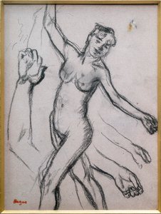 Estudo de uma mulher. 1878, carvão vegetal sobre papel. de Edgar Degas