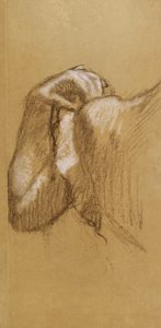Estudo de um braço, c.1895-90 (pastel marrom e branco em papel vegetal acastanhado) de Edgar Degas