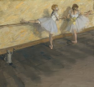 Dançarinos praticando no poste. 1877 de Edgar Degas
