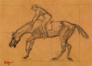 O Fim da Corrida, c.1882 (giz sobre papel colorido) de Edgar Degas