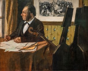 O violoncelista Louis-Marie Pilet. Por volta de 1868-1869. Óleo sobre tela. de Edgar Degas