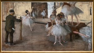 O lecão dançarino. Por volta de 1876. Pastel sobre colas de papel em cartão. de Edgar Degas