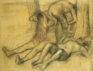 Três banhistas debaixo de uma árvore; Três banhistas debaixo de uma árvore, c.1894 de Edgar Degas