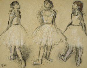 Três estudos de um dançarino na quarta posição, 1879-80 de Edgar Degas