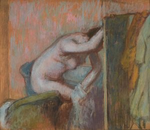 Toilette após o banho, c.1888 (pastel sobre papelão) de Edgar Degas