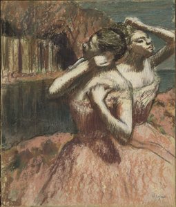 Dois dançarinos (pastel sobre papel montado em papelão) de Edgar Degas