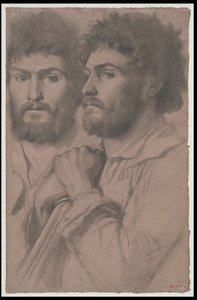 Dois estudos de retrato de um homem, c.1856-57 de Edgar Degas