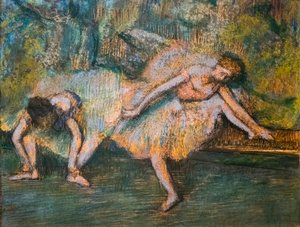 Duas dançarinas. Por volta de 1900. Pastel em papel sobre papelão. de Edgar Degas