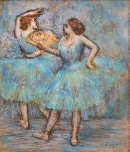Duas dançarinas. Por volta de 1905. Pastel em papelão. de Edgar Degas