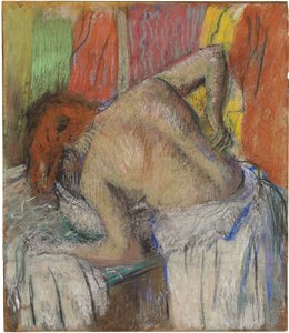Mulher lavando as costas, c.1895 (pastel sobre papel colado colocado a bordo) de Edgar Degas