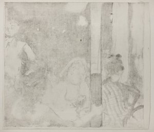 Mulheres em frente a um café, à noite, c.1877 (monotipia cognata sobre papel de marfim) de Edgar Degas