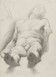 Study - Lying Man, 1856-58 (grafite sobre papel creme colorido)