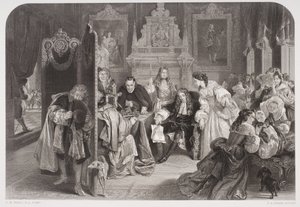 James II (1633-1701) recebendo notícias do desembarque do Príncipe de Orange, gravado por FA Heath de Edgar Melville Ward