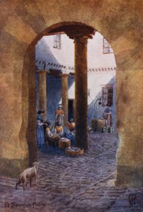 Norte de Espanha: Um pátio espanhol (cor litho)