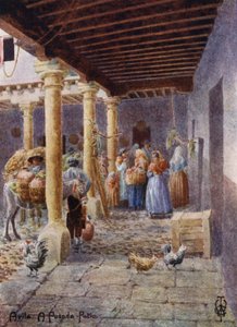 Norte de Espanha: Ávila, A Posada Patio (cor litho) de Edgar T. A. Wigram