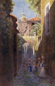 Norte da Espanha: Cáceres, dentro das antigas muralhas da cidade (lito a cores) de Edgar T. A. Wigram