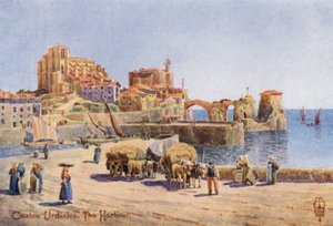 Norte da Espanha: Castro Urdiales, O Porto (lito a cores)