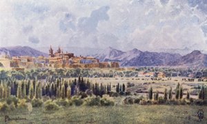 Norte da Espanha: Pamplona, Da Estrada à Fronteira (lito a cores) de Edgar T. A. Wigram
