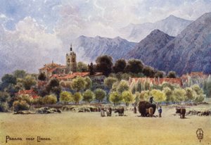 Norte de Espanha: Pasana, uma aldeia de montanha asturiana (cor litho)