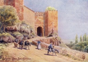 Norte da Espanha: Segóvia, Arco San Esteban (lito a cores) de Edgar T. A. Wigram