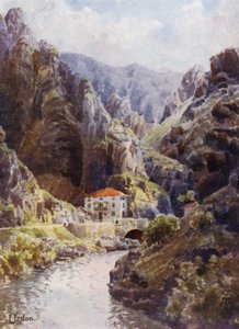 Norte de Espanha: O desfiladeiro de Deva, Urdon (cor litho) de Edgar T. A. Wigram