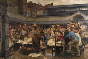 O Antigo Mercado do Peixe em Antuérpia em 1882 (óleo sobre tela) de Edgard Farasyn