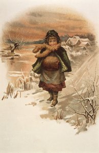 Menina, nevado, estrada, ilustração, onde, lírios, ao vivo, 1889 de Edith S. Berkeley
