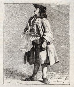 Le crieur des numos winners (Loto) - Petity metier de Paris (Études prises dans le bas Peuple, ou les Cris de Paris) - gravura de Edme Bouchardon (1698-1762) de Edmé Bouchardon