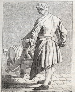 O comerciante de vinhos - Pepetit metier de Paris (Estudos tirados das pessoas baixas, ou dos Cries de Paris) - gravura de Edme Bouchardon (1698-1762) de Edmé Bouchardon
