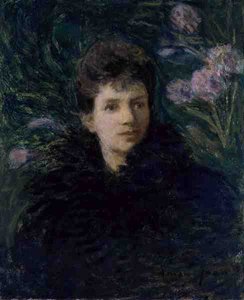 Mulher jovem com Violetas, c.1910 (óleo sobre tela) de Edmond François Aman Jean
