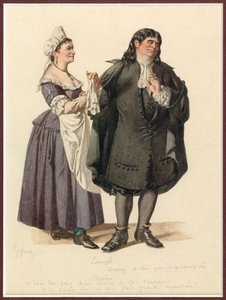 Retrato de Dorine e Tartufo, c.1870 (aguarela) de Edmond Aime Florentin Geffroy