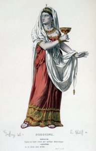 A personagem do Cleopatre na tragédia Rodogune princesa des Parthes - Full Theatre: (Colecção de peças de Corneille) desenho de Geffroy, gravura de L. Wolff - ed. Laplace, Sanchez et Cie, Paris 1884