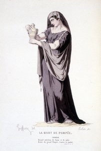 A personagem de Cornelie na peça de teatro La mort de Pompee - Teatro completo: (Compêndio de peças de Corneille) desenho de Geffroy, gravura de Colin - ed. Laplace, Sanchez et Cie, Paris 1884 de Edmond Aime Florentin Geffroy